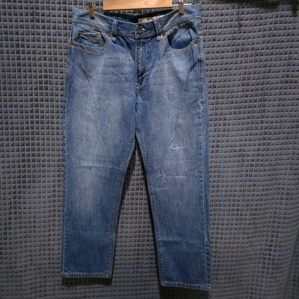 DKNY Bleecker Jeans Light Wash 34x30 Mens Y2K Straight Graphic Pocket Grunge VTG